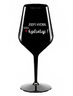 I AM HYDRA. I LOVE HYDRATING! - čierny nerozbitný pohár na víno 470 ml