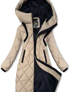 Béžová dámska prechodná bunda s kapucňou Libland (LD-7735)