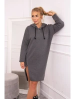 Šaty s kapucňou a bočným rázporkom graphite melange
