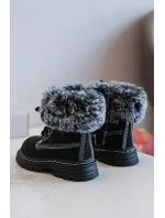 Dziecięce Trapery Botki Na Suwak z Futerkiem Czarne Gerande
