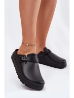 Piankowe Klapki Damskie Z Paskiem I Klamrą Czarne Larinie