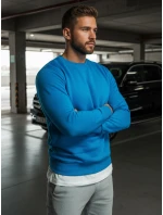 Pánska hladká modrá mikina FashionStreet BX4386