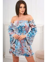 Španielske kvetinové šaty v mätovej farbe