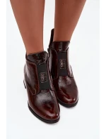 Skórzane Lakierowane Botki Na Klocku Z Ozdobnym Detalem Ocieplane Zazoo 60560 Ciemnobrązowe Skórzane Lakierowane Botki Na Klocku Z Ozdobnym Detalem Ocieplane Zazoo 60560 Ciemnobrązowe