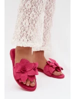 Dámské ploché nazouváky s ozdobnými květinami Fuksie Elzoria