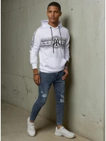 Pánska mikina s kapucňou s potlačou biela FashionStreet BX5567