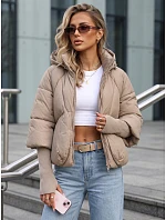 Dámska zimná prešívaná bunda s kapucňou, svetlo béžová, FashionStreet TY5827 Dámska zimná prešívaná bunda s kapucňou, svetlo béžová, FashionStreet TY5827