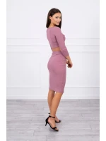 Súprava blúzky a sukne tmavo ružová