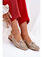 Ażurowe Baleriny Z Odkrytą Piętą Złote Navinnia