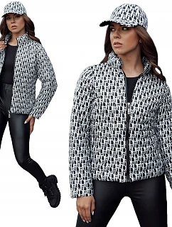 Dámska prechodná bunda s čapicou TY4505 čierno-biela – FashionStreet