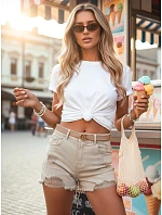 Dámske šortky POPGLAM beige FashionStreet SY0399