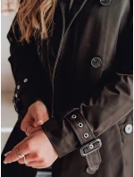 Dámsky dlhý kabát s opaskom SLIMFOTA black FashionStreet NY0747