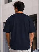 Pánske základné oversize tmavomodré bavlnené tričko FashionStreet RX5684
