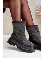 Zdobione Śniegowce Na Platformie I Płaskim Obcasie Czarne Avivina