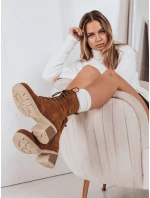 Dámske semišové šnurovacie čižmy camel FashionStreet ZY1236