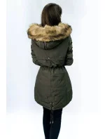 Teplá dámska zimná bunda khaki (w165)
