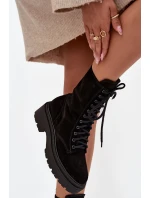 Dámske zateplené semišové kožené workery Zazoo 4213 Black