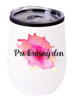 Termohrnček "miska" - Akvarelová tlač Na krásny deň - biela