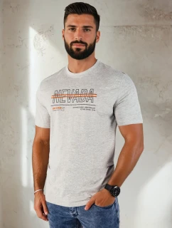 FashionStreet šedé pánske tričko s potlačou RX5436