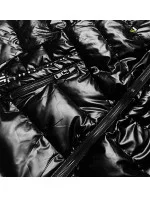 Čierna dámska bunda s ozdobnou podšívkou (XW709X)