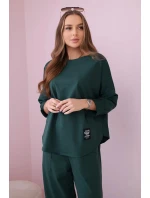 Bavlnená mikina nohavice set tmavozelená Bavlnená mikina nohavice set tmavozelená