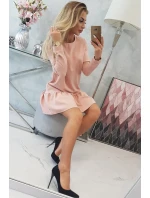 Šaty s volánom tmavo púdrovo ružové