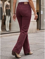 Dámske džínsy so širokými nohavicami a vysokým pásom v bordovej farbe FashionStreet UY3105 Dámske džínsy so širokými nohavicami a vysokým pásom v bordovej farbe FashionStreet UY3105