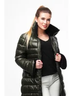 Dlhšia dámska prešívaná zimná bunda khaki (j19-017) Dlhšia dámska prešívaná zimná bunda khaki (j19-017)