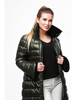 Dlhšia dámska prešívaná zimná bunda khaki (j19-017) Dlhšia dámska prešívaná zimná bunda khaki (j19-017)