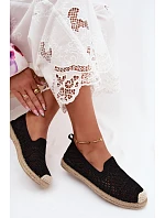 Dámske čipkované espadrilky z látky Black Candessa Dámske čipkované espadrilky z látky Black Candessa