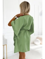 Dámske šaty so zaväzovaním v páse SOFIA 287-27 Olive - Numoco