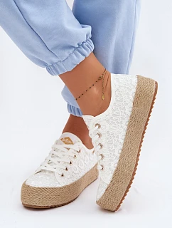 Šnurovacie tenisky espadrille na platforme Lee Cooper LCW-26-31-4326 White