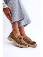 Dámske semišové mokasíny na podpätku s ozdobou D&A Brown