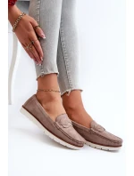 Dámske mokasíny z organického semišu Dark Beige Nestalia