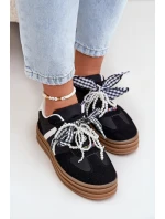 Sneakersy Damskie Na Platformie Z Ozdobami Czarne Vinness