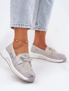 Zamszowe Półbuty Ze Skóry Naturalnej Na Platformie Artiker 56C2104 Szare