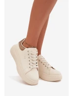 Sneakersy Damskie Na Platformie Big Star SS274246 Jasnobeżowe