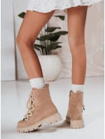 Dámske šnurovacie trap topánky béžové FashionStreet ZY1263