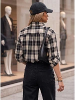 Dámska kockovaná košeľa s bavlnou, čierna, FashionStreet DY0495 Dámska kockovaná košeľa s bavlnou, čierna, FashionStreet DY0495