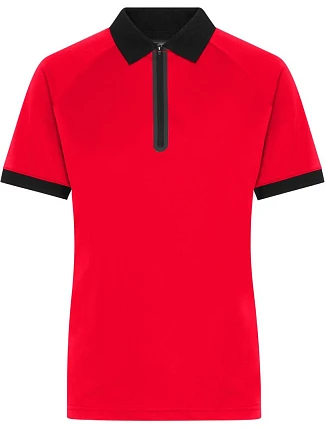 Daiber JN 1307 Dámske polo tričko s piké vzorom a zipsom 02.1307 svetločervená/čierna Daiber JN 1307 Dámske polo tričko s piké vzorom a zipsom 02.1307 svetločervená/čierna