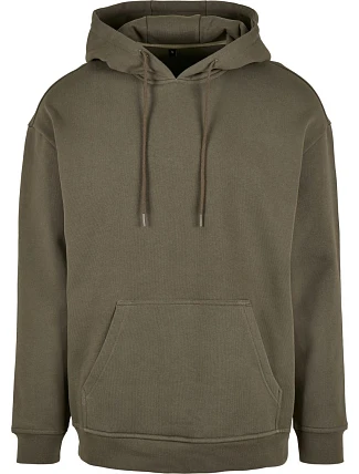 Build your Brand BB 006 Oversize mikina s kapucňou z hrubej bavlny 56.B006 olivová