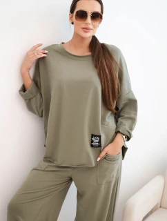 Bavlnená mikina + nohavice svetlej khaki farby