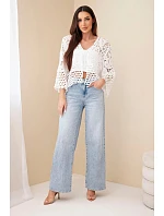 Dámsky letný čipkovaný sveter s gombíkmi a dlhými rukávmi čierny Dámsky letný čipkovaný sveter s gombíkmi a dlhými rukávmi čierny