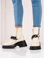 Jedinečné hnedé dámske členkové topánky s plochým podpätkom Jedinečné hnedé dámske členkové topánky s plochým podpätkom