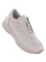 Sergio Leone SP013 dámske kožené šnurovacie čižmy v sivej farbe