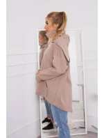 Zateplená mikina so zipsom na chrbte tmavo béžová