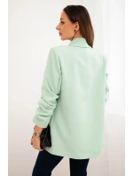 Bunda s klopou elegantná svetlá mentolová Bunda s klopou elegantná svetlá mentolová