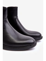 Męskie Niskie Botki Na Suwak Czarne Brosta