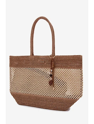 Velká Béžová Nákupní Taška z Pleteniny Lucette