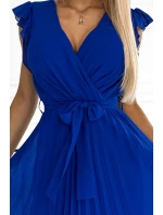 374-4 POLINA Plisované šaty s výstrihom a volánmi - CHABROW 374-4 POLINA Plisované šaty s výstrihom a volánmi - CHABROW